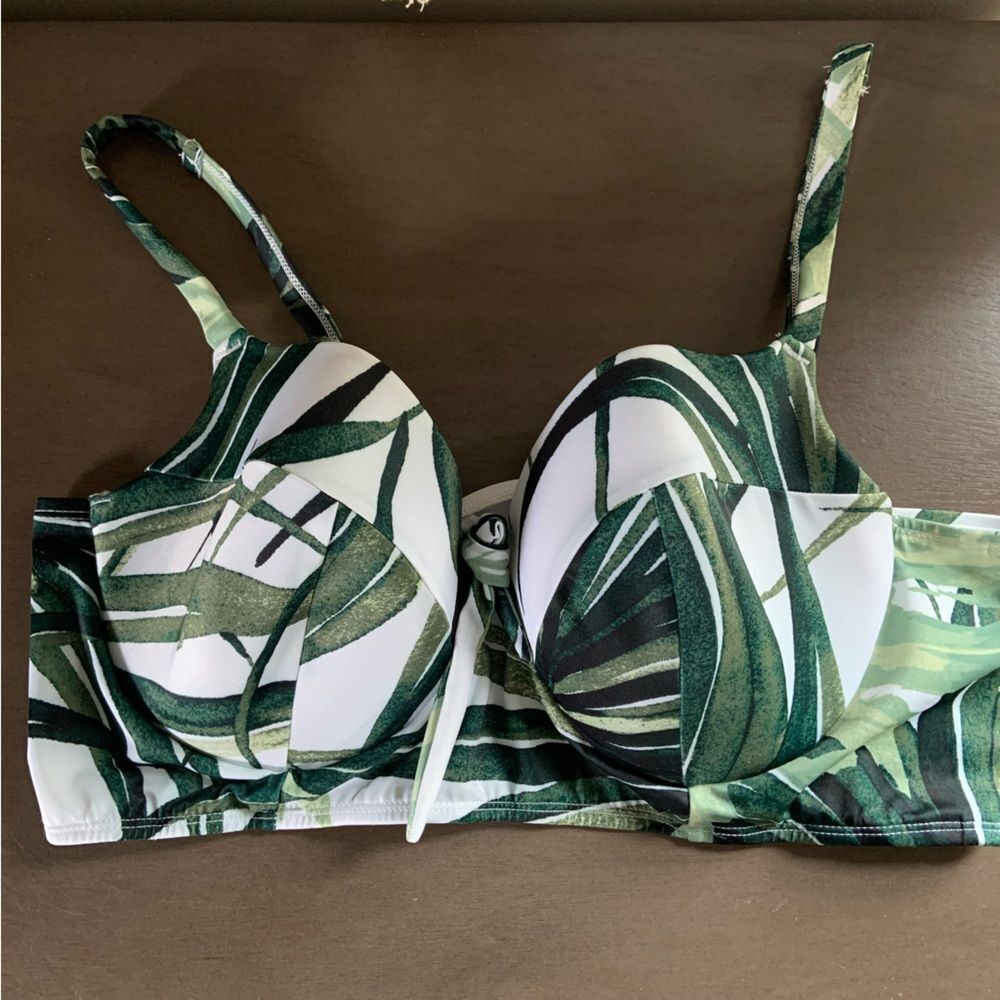 CACIQUE By Lane Bryant Mini Palms Longline Underwire Swim Bikini  22 42D - Picture 4 of 16